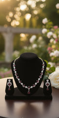 ruby red american diamond necklace set