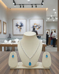 aqua blue drop diamond necklace set