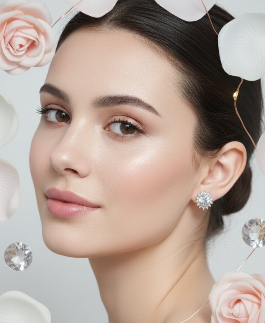Oval shape diamond studded dailywear earrings