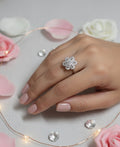 Flower shaped american diamond studded ring