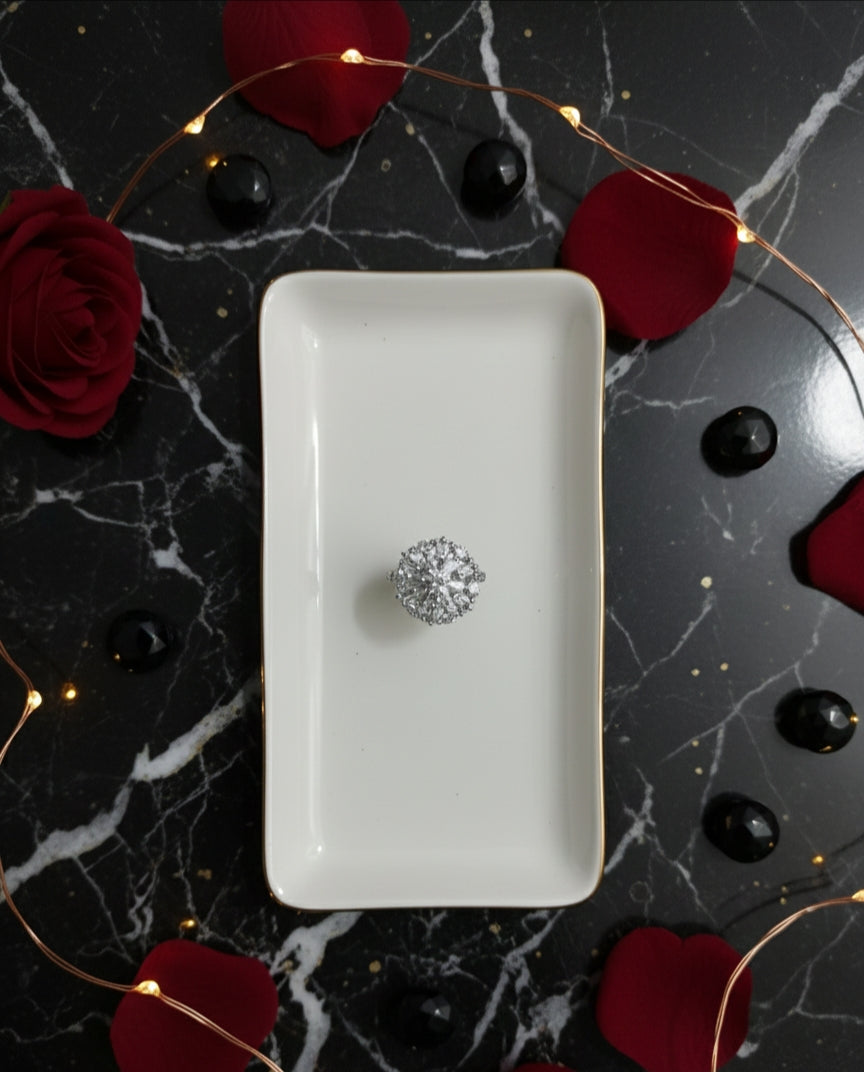 American diamond studded round shaped adjustable  ring