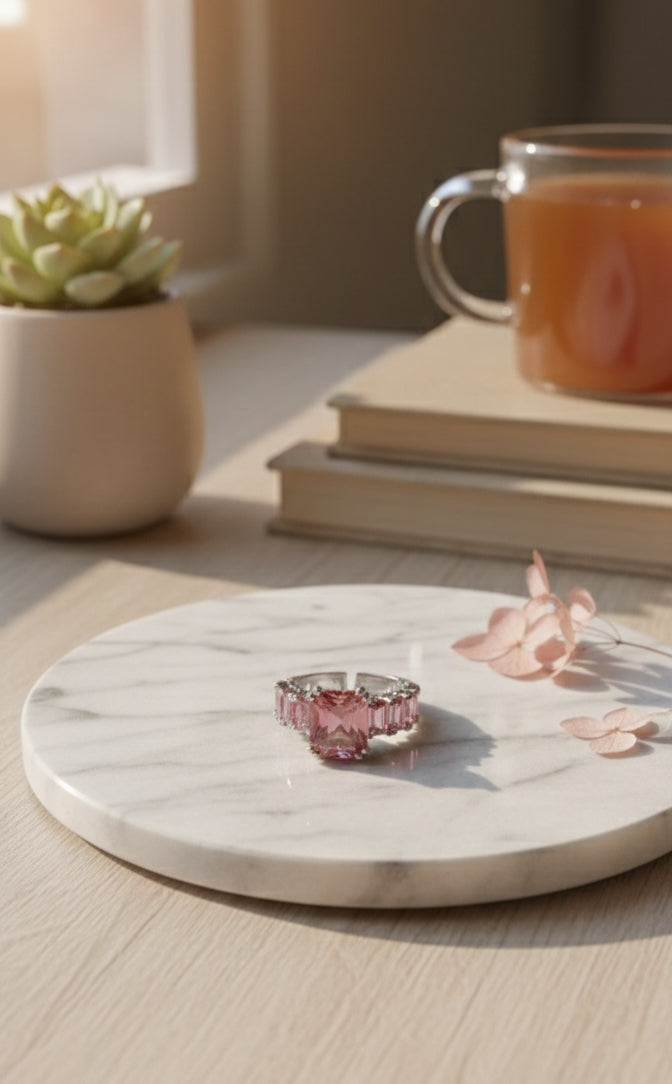 RUBY RED DIAMOND STUDDED ADJUSTABLE RING