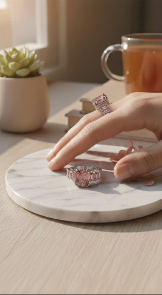 RUBY RED DIAMOND STUDDED ADJUSTABLE RING