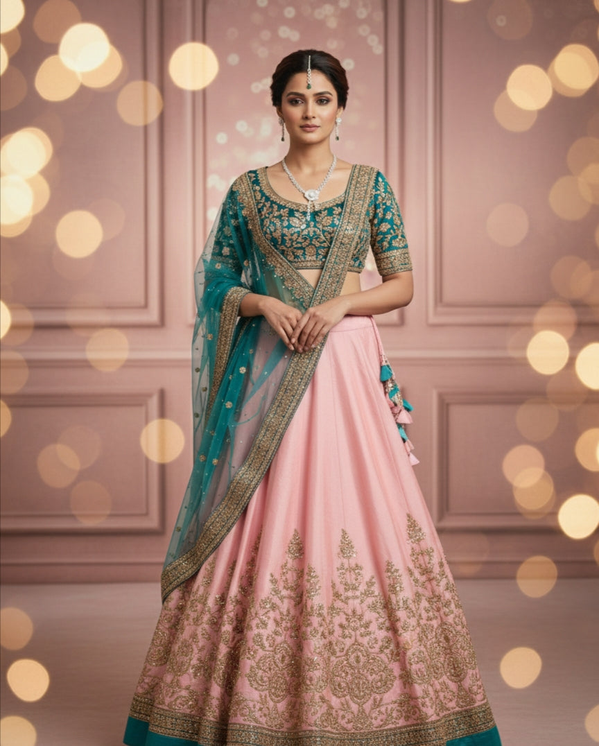 Rose shaped diamond stuuded neck peice with maangtika