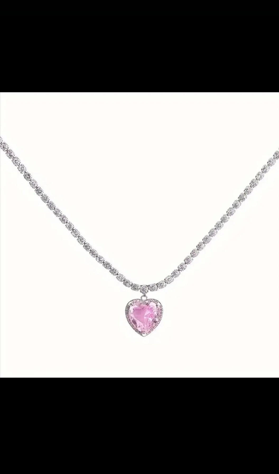 Pink heart  korean necklace